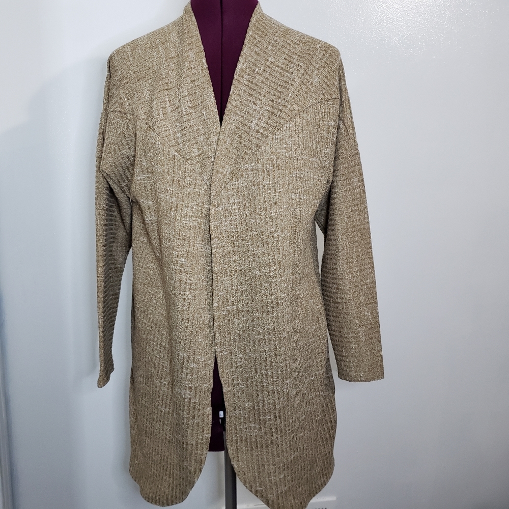 MOTHERHOOD maternity open front tan cardigan